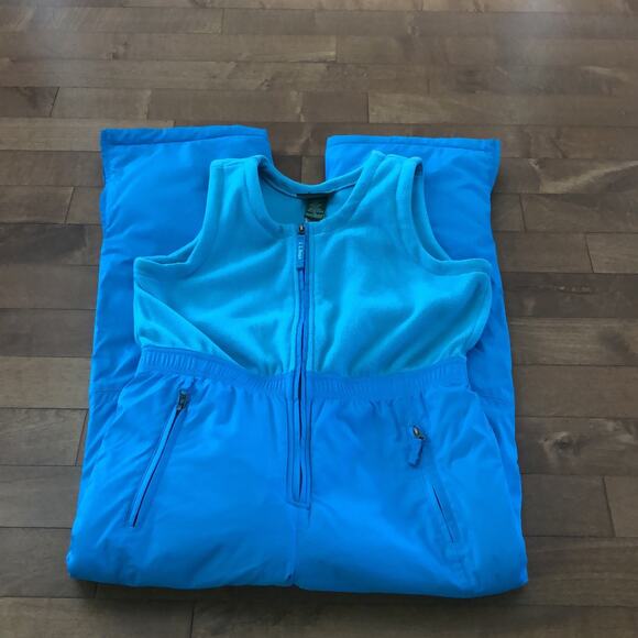 L.L. Bean Zip Up Snow Suit blue & green size 14 fleece lined - Picture 4 of 15
